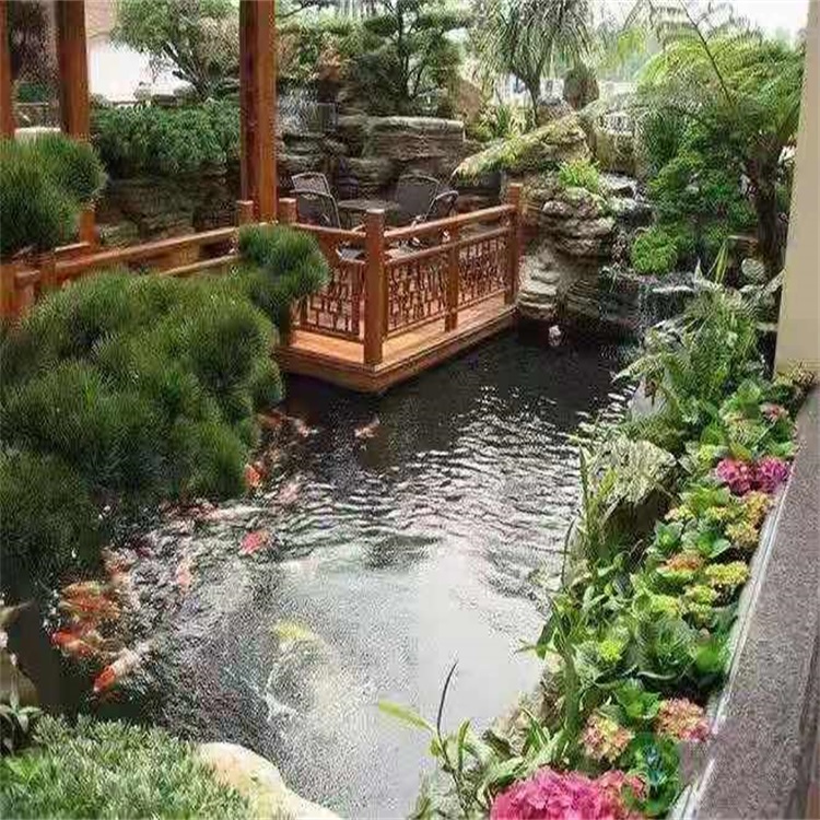 岱岳庭院设计鱼池假山建造图
